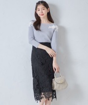 フラワーケミカルレースタイトスカート 【ratico レティコ】 tocco closet(トッコクローゼット)＊スペシャルプライス品につき返品/キャンセル/配送日指定不可/ラッピング不可/少量在庫のセールの為交換は出来かねる場合がございます。　