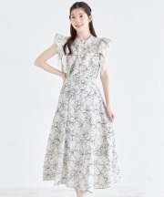 ラインフラワープリントフレアスカート【romus ローマス】 tocco closet(トッコクローゼット)＊スペシャルプライス品につき返品/キャンセル/配送日指定不可/ラッピング不可/少量在庫のセールの為交換は出来かねる場合がございます。