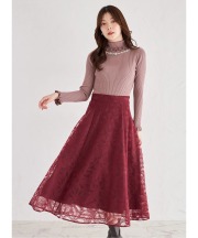 リボン刺繍シアーフレアスカート 1月26日(月)オフィシャルサイト限定再販☆【sambina サンビナ】 tocco closet(トッコクローゼット)※少量の在庫確保による再販売の為、交換は出来かねる場合がございます。予めご了承ください。