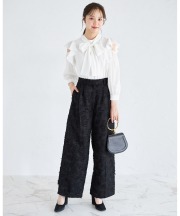 ポケット付きフリンジジャガードパンツ【sarande サランデ】 tocco closet(トッコクローゼット)＊スペシャルプライス品につき返品/キャンセル/配送日指定不可/ラッピング不可/少量在庫のセールの為交換は出来かねる場合がございます。