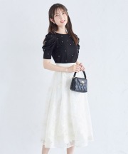 フラワー刺繍オーガンジーボリュームフレアスカート【shrite シュリット】≪tocco closet luxe≫＊スペシャルプライス品につき返品/キャンセル/配送日指定不可/ラッピング不可/少量在庫のセールの為交換は出来かねる場合がございます。