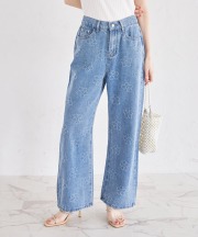 フラワーエンブロイダリーデニムパンツ 5月12日(月)オフィシャルサイト限定再販☆【varelia ヴァレリア】 tocco closet(トッコクローゼット) ※少量の在庫確保による再販売の為、交換は出来かねる場合がございます。予めご了承ください。