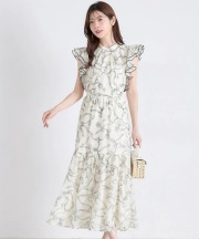 シアーリボンプリントティアードスカート【varnia ヴァーニア】 tocco closet(トッコクローゼット)