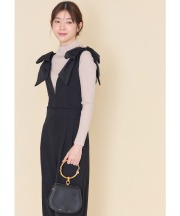 リボンショルダーサロペットパンツ【velarose ヴェラローズ】 tocco closet(トッコクローゼット)