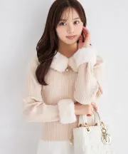 取り外し可能なファー付きパール装飾ジップリブニットプルオーバー  1月26日(月)オフィシャルサイト限定再販☆【violette ヴィオレット】※少量の在庫確保による再販売の為、交換は出来かねる場合がございます。