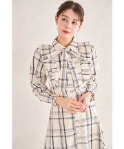 ２ＷＡＹボウタイリボン付きバックレースアップチェック柄フリルシャツワンピース【zinnira】 tocco closet ＊スペシャルプライス品につき返品/キャンセル/配送日指定不可/ラッピング不可/少量在庫のセールの為交換は出来かねる場合がございます。