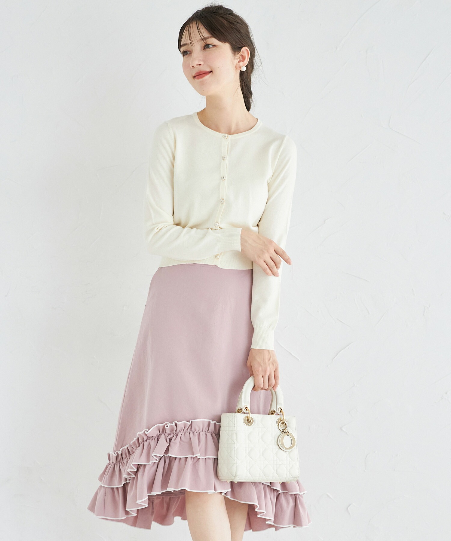 裾フリル切り替え配色フレアスカート【rimrone リムロン】 tocco closet(トッコクローゼット)　＊スペシャルプライス品につき返品/キャンセル/配送日指定不可/ラッピング不可/少量在庫のセールの為交換は出来かねる場合がございます。