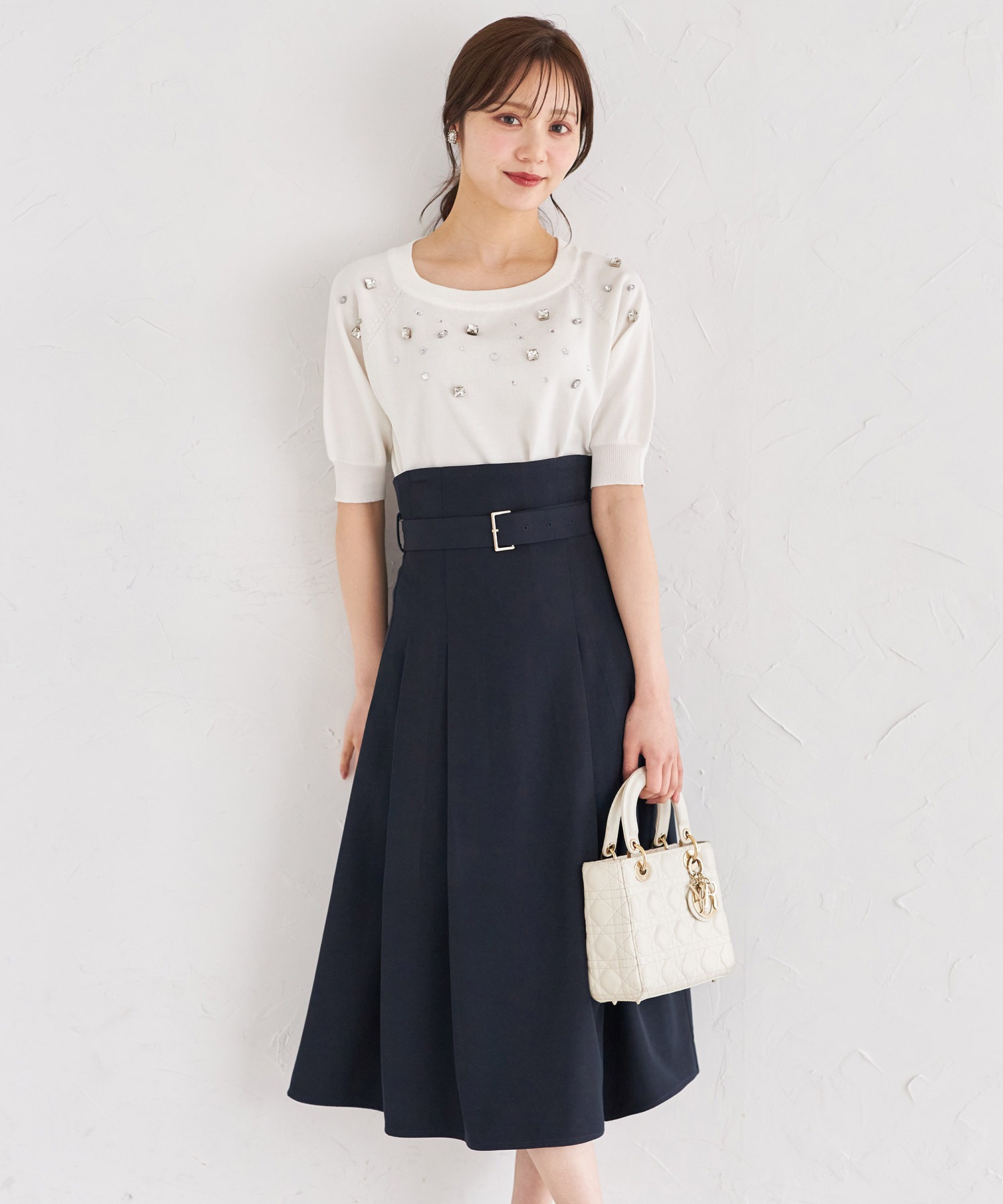 ベルト付きハイウエストフレアスカート【rosavira ロサヴィラ】 tocco closet(トッコクローゼット) ＊スペシャルプライス品につき返品/キャンセル/配送日指定不可/ラッピング不可/少量在庫のセールの為交換は出来かねる場合がございます。