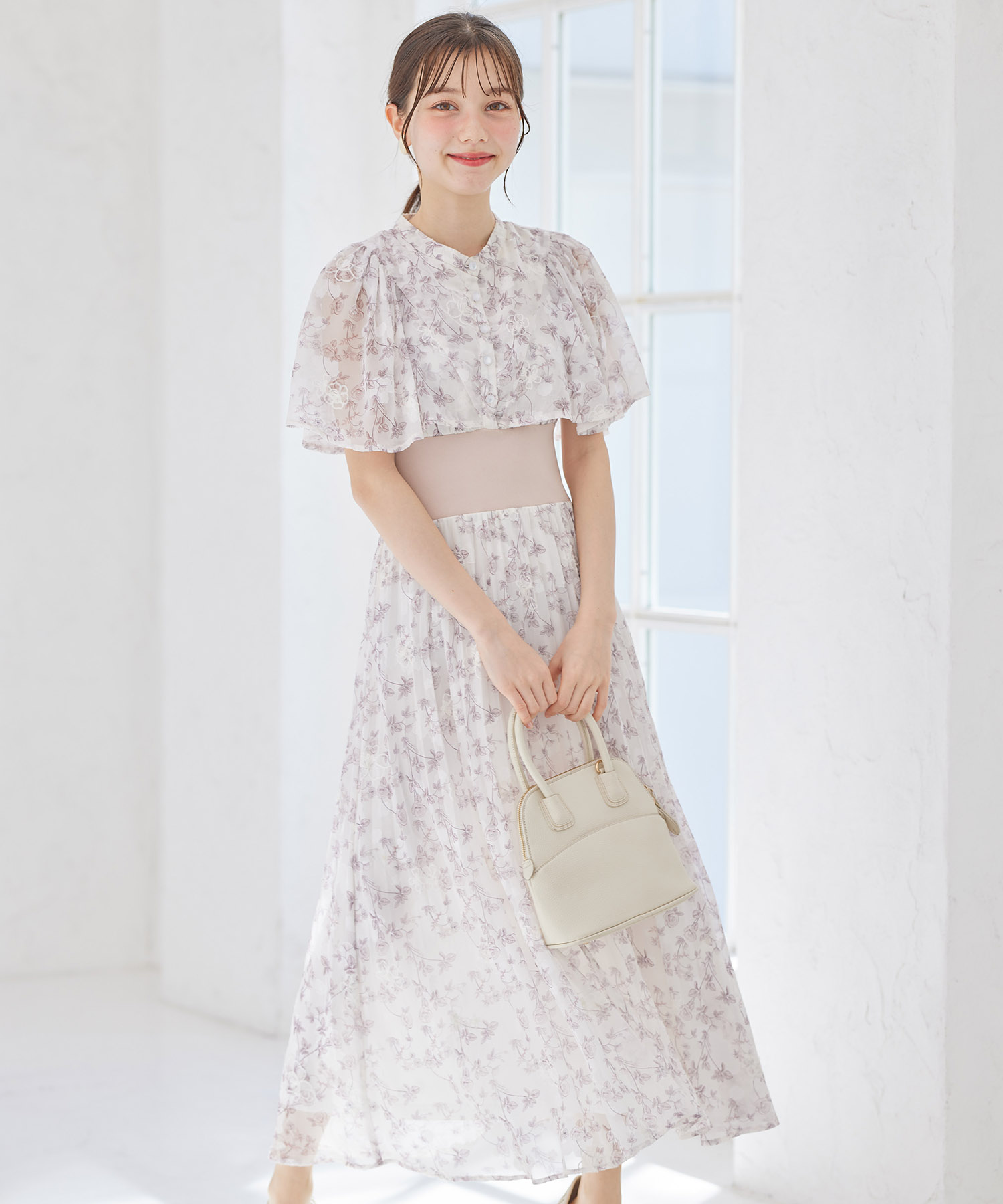 フラワー刺繍×フラワージャガード×フラワープリントウエストリブケープスリーブワンピース 6/1(土)オフィシャルサイト限定再販☆ 【saphes】tocco closet(トッコクローゼット)※少量の在庫確保による再販売の為、交換は出来かねる場合がございます。予めご了承ください。