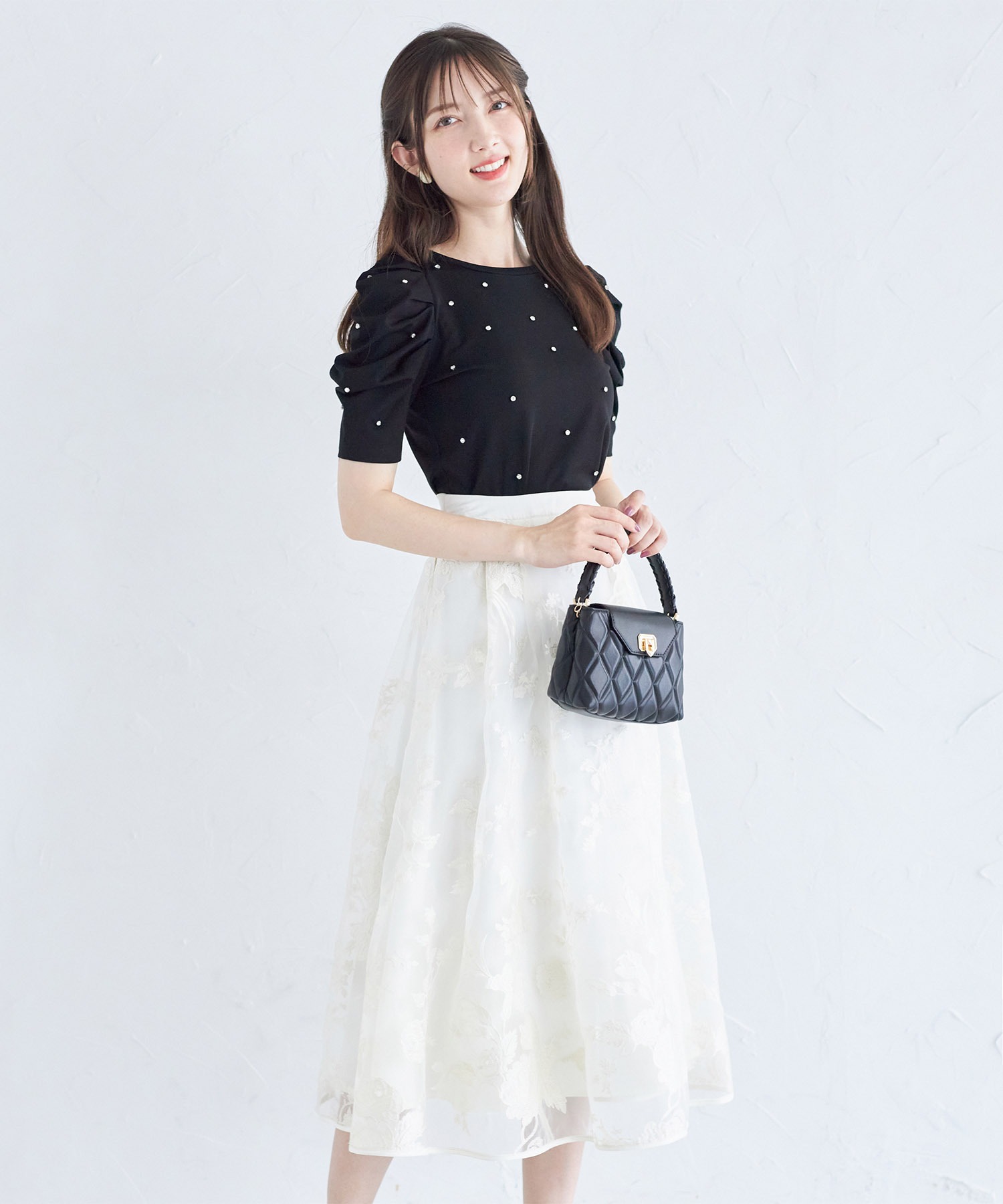フラワー刺繍オーガンジーボリュームフレアスカート【shrite シュリット】≪tocco closet luxe≫＊スペシャルプライス品につき返品/キャンセル/配送日指定不可/ラッピング不可/少量在庫のセールの為交換は出来かねる場合がございます。