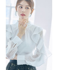 プチフリルネックラッフルシアースリーブブラウス 【loiesy　ロイシー】 tocco closet(トッコクローゼット)