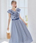 フラワーモチーフ釦フリル付きギンガムチェックワンピース 7/31(水)オフィシャルサイト限定再販☆【vicky ヴィッキー】tocco closet(トッコクローゼット)※少量の在庫確保による再販売の為、交換は出来かねる場合がございます。予めご了承ください。