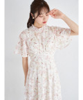 フラワープリント×ジャガード×金刺繍フレアスリーブシャーリングワンピース  8月2日(金)再販決定☆【leony レオニー】 tocco closet(トッコクローゼット) ※少量の在庫確保による再販売の為、交換は出来かねる場合がございます。予めご了承ください。
