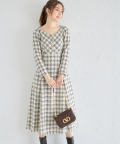 バックレースアップチェックツイードワンピース【medary メダリー】 tocco closet(トッコクローゼット)