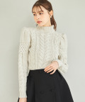 肩パット付きパワーショルダーケーブル編みニットプルオーバー tocco closet(トッコクローゼット)※オフィシャルサイト限定