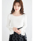 りぼん付き袖口レース切り替えリブニットプルオーバー   tocco closet(トッコクローゼット) ＊スペシャルプライス品につき返品/キャンセル/配送日指定不可/ラッピング不可/少量在庫のセールの為交換は出来かねる場合がございます。