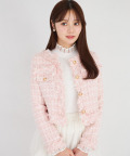 ゴールド釦フリンジミックスツイードジャケット 【jalder ジャルダー】tocco closet(トッコクローゼット)《SpringOuterCollection》/#33 ピンク