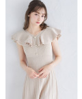 パール飾り釦付きラッフルフリルリブニットワンピース tocco closet(トッコクローゼット) ＊スペシャルプライス品につき返品/キャンセル/配送日指定不可/ラッピング不可/少量在庫のセールの為交換は出来かねる場合がございます。