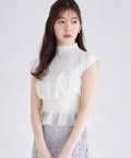 チュールドッキングボトルネックリブニットプルオーバー  tocco closet(トッコクローゼット)＊スペシャルプライス品につき返品/キャンセル/配送日指定不可/ラッピング不可/少量在庫のセールの為交換は出来かねる場合がございます。
