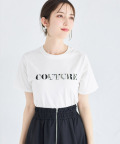 パール付きロゴプリントＴシャツ【mayar メイヤー】 tocco closet(トッコクローゼット)≪Relax Style≫　＊スペシャルプライス品につき返品/キャンセル/配送日指定不可/ラッピング不可/少量在庫のセールの為交換は出来かねる場合がございます。
