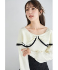 袖口パール付き前後２ＷＡＹ配色リボンニットプルオーバー【fionea フィオネア】tocco closet(トッコクローゼット)＊スペシャルプライス品につき返品/キャンセル/配送日指定不可/ラッピング不可/少量在庫のセールの為交換は出来かねる場合がございます。