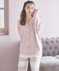 ハート釦カーディガン×ボーダーパンツルームウェアＳＥＴ【falimse】 tocco closet　＊スペシャルプライス品につき返品/キャンセル/配送日指定不可/ラッピング不可/少量在庫のセールの為交換は出来かねる場合がございます。
