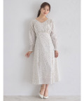 ウエストりぼん付きパール＆フリル装飾ドットワンピース【liisla リスラ】 tocco closet(トッコクローゼット)＊スペシャルプライス品につき返品/キャンセル/配送日指定不可/ラッピング不可/少量在庫のセールの為交換は出来かねる場合がございます。