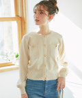 ポケット付きゴールド釦ポリニットカーディガン【primrose プリムローズ】 tocco closet ＊スペシャルプライス品につき返品/キャンセル/配送日指定不可/ラッピング不可/少量在庫のセールの為交換は出来かねる場合がございます。