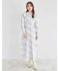 リボン＆ラッフルフリル付きパール釦ウエストシャーリングフラワープリントワンピース【amuna アミューナ】 tocco closet ＊スペシャルプライス品につき返品/キャンセル/配送日指定不可/ラッピング不可/少量在庫のセールの為交換は出来かねる場合がございます。