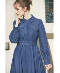 ベルト付きビジュー釦ステッチ入りデニムシャツワンピース 2月24日(月)再販決定☆【serenia セレニア】 tocco closet(トッコクローゼット)《Full of the joys of spring 2025》