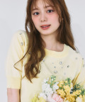 クリアビジュー付きニットプルオーバー【delivy デリヴィ】 tocco closet※紺野彩夏さんはレモン着用　＊スペシャルプライス品につき返品/キャンセル/配送日指定不可/ラッピング不可/少量在庫のセールの為交換は出来かねる場合がございます。