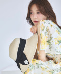 ウォッシャブル機能♪フラワーレース＆リボン付きストローハット【blayre ブライレ】 tocco closet(トッコクローゼット)《UV Item Collection》《春めくColor》※森香澄さんはブラック着用