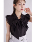 ボウタイリボン付きパール釦ラッフルシアーフリルブラウス 8月11日(月)オフィシャルサイト限定ブラック再販☆【seliema セリーマ】tocco closet(トッコクローゼット) ※少量の在庫確保による再販売の為、交換は出来かねる場合がございます。予めご了承ください。