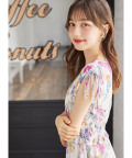 肩ドロストリボン付きフラワープリントウエストシャーリングワンピース 【fiorine】tocco closet(トッコクローゼット) 《ReStockItem》※ブルー少量の在庫確保による再販売の為、交換は出来かねる場合がございます。予めご了承ください。