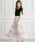 ティアードフリルラメシアーフレアスカート 4月11日(土)グレイッシュピンク、アイスブルー再販☆ tocco closet(トッコクローゼット)