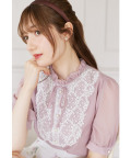 リボン＆パール付きレース装飾パフスリーブブラウス【seleina セレイナ】 tocco closet(トッコクローゼット)《Summer→Autumn2025》