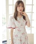 フラワープリントパイピングフレアスリーブワンピース【lumelis ルメリス】 tocco closet(トッコクローゼット)　《Summer→Autumn2025》