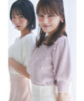 パール付きオーロララメ入りシャギーニットプルオーバー  【nettaria ネタリア】 tocco closet(トッコクローゼット)※越智ゆらのさん＆高松瞳さんはピンク、野口衣織さん＆新希咲乃さんはオフホワイト着用《Anytimechic2025AW》