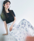 ３ＷＡＹウエストリボン付きフラワープリントフレアスカート【acenlis アセンリス】 tocco closet(トッコクローゼット)※小室安未さんはブルー着用