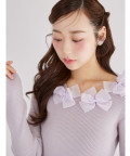 シアーリボン付きリブニットプルオーバー   10月12日(月)再販決定☆  tocco closet(トッコクローゼット)《Lady in winter bloom》《RibbonCollection》※上西星来さんはボルドー着用  ※ボルドー少量の在庫確保による再販売の為、交換は出来かねる場合がございます。
