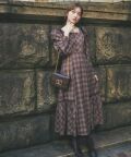 肩ベロアリボン付きチェックワンピース【runamy ルナミー】 tocco closet(トッコクローゼット)《Lady in winter bloom》