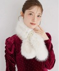 パール＆ビジュー付きファーティペット tocco closet(トッコクローゼット)《Moon Lady》