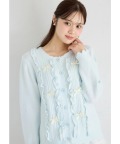 フリル＆リボン付きスカラップカットニットカーディガン tocco closet(トッコクローゼット)※オフィシャルサイト限定