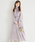 リボン付きシアーブラウス×シアーフレアスカートセットアップ tocco closet(トッコクローゼット)※オフィシャルサイト限定