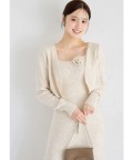 ショートニットカーディガン×フラワーモチーフ付きニットキャミワンピースセット tocco closet(トッコクローゼット)※オフィシャルサイト限定