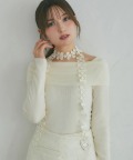 フラワーレースチョーカー付きオフショルニットプルオーバー tocco closet(トッコクローゼット)※オフィシャルサイト限定