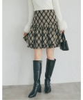 アーガイルチェック柄バックレースアップ２段ギャザーミニスカート tocco closet(トッコクローゼット) ＊スペシャルプライス品につき返品/キャンセル/配送日指定不可/ラッピング不可/少量在庫のセールの為交換は出来かねる場合がございます。