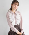 襟＆リボン付きレースフリル装飾ニットプルオーバー  tocco closet ＊スペシャルプライス品につき返品/キャンセル/配送日指定不可/ラッピング不可/少量在庫のセールの為交換は出来かねる場合がございます。