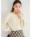 パールリボン付きラメシャギーニットカーディガン tocco closet《KnitCollection》＊スペシャルプライス品につき返品/キャンセル/配送日指定不可/ラッピング不可/少量在庫のセールの為交換は出来かねる場合がございます。
