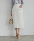 フラワービジュー釦ポケット付きスパンコールツイードタイトスカート tocco closet ※えみ姉さんはオフホワイト着用 ＊スペシャルプライス品につき返品/キャンセル/配送日指定不可/ラッピング不可/少量在庫のセールの為交換は出来かねる場合がございます。